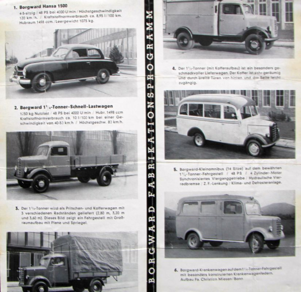 Borgward Modelprogram 1953 "Borgward bietet" Carbrochure (10053)